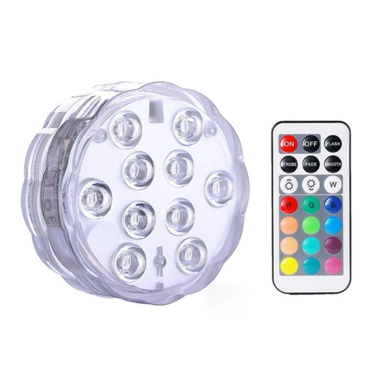 Luminária de Piscina RGB Sem Fio com Controle Remoto – Ilumine com Estilo e Tecnologia