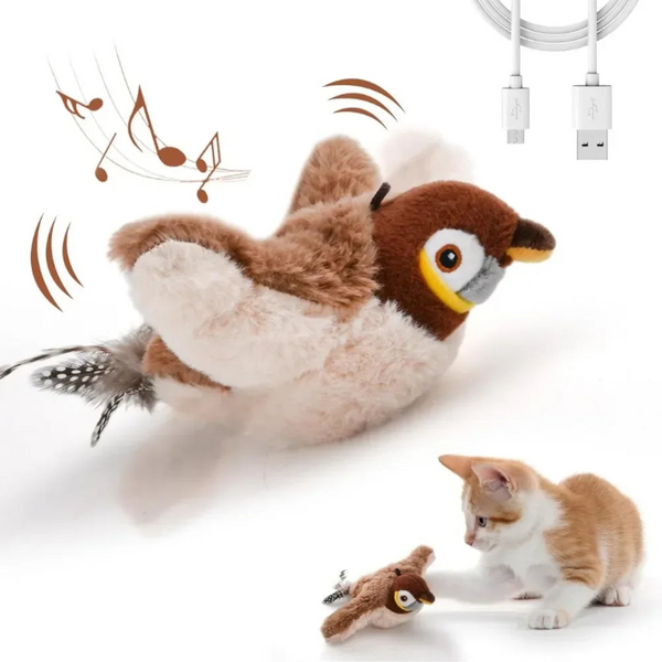 Brinquedo de Passarinho Interativo Recarregável – Diversão Garantida para Seu Gato