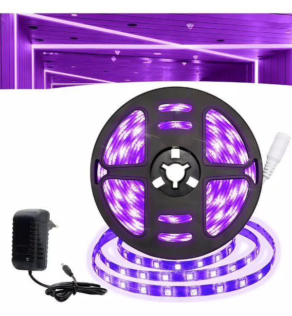 Fita LED UV Luz Negra 5 Metros com Fonte – Efeitos Incríveis com Estilo e Versatilidade