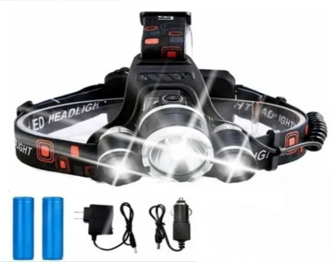 Lanterna de Cabeça com 3 LEDs – Ultra Potente, Recarregável e Profissional