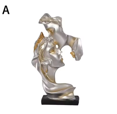 Estátua Amantes – Beijo Apaixonado em Estilo Nórdico