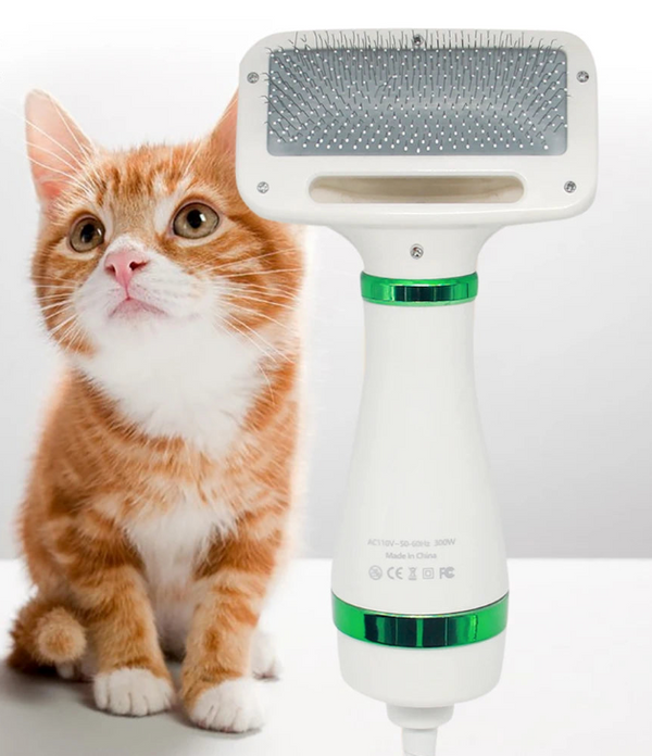 Escova Secadora Pet 2 em 1 – Seca, Desembaraça e Remove Pelos com Conforto e Praticidade
