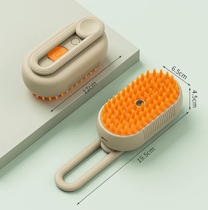 Escova de Vapor para Pets 3 em 1 – Mais Conforto, Menos Nós e Um Pelo Brilhante