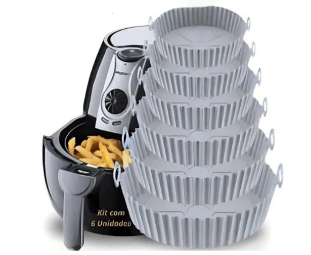 Kit 6 Capas de Silicone para AirFryer e Forno – Praticidade, Saúde e Sabor