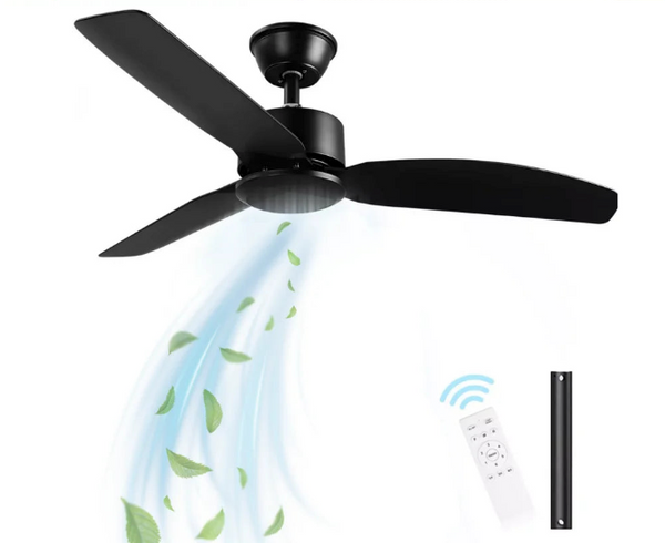 Ventilador de Teto Preto 42” | 6 Velocidades, Timer e Controle Remoto | Moderno e Silencioso