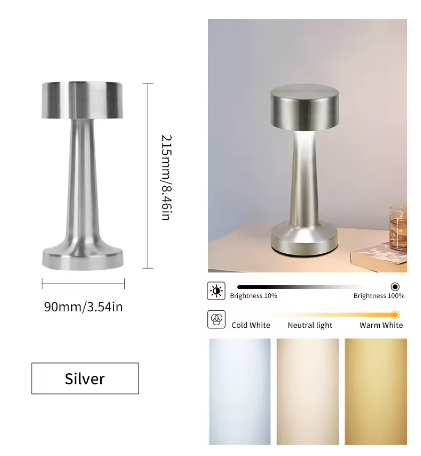 Luminária LED de Mesa Touch Sem Fio – Sofisticação, Tecnologia e Luz na Medida Certa