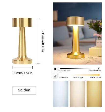 Luminária LED de Mesa Touch Sem Fio – Sofisticação, Tecnologia e Luz na Medida Certa