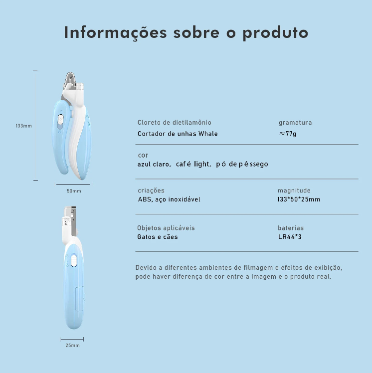 Cortador de Unha com LED para Pets – Segurança, Precisão e Conforto no Cuidado com seu Melhor Amigo