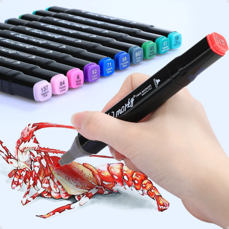 Kit Caneta Colorida Ponta Dupla com Estojo – 48 Cores para Criar Sem Limites