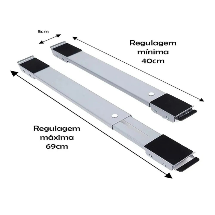 Base Suporte com Rodinhas para Geladeira e Máquina de Lavar – Ajustável, Reforçada e Prática