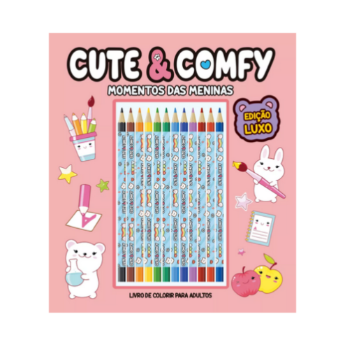 Kit Livro de Colorir Coelho (Rosa) + 12 Lápis de Cor Infantil – Diversão, Aprendizado e Criatividade em um Só Lugar