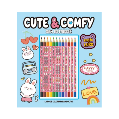 Kit Livro de Colorir Coelho (Azul) + 12 Lápis de Cor Infantil – Diversão, Aprendizado e Criatividade em um Só Lugar