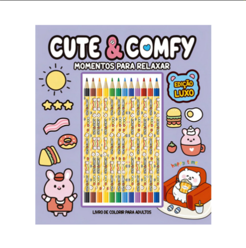 Kit Livro de Colorir Coelho (Roxo) + 12 Lápis de Cor Infantil – Diversão, Aprendizado e Criatividade em um Só Lugar