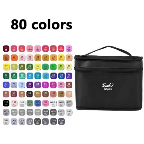 Kit Caneta Colorida Ponta Dupla com Estojo – 80 Cores para Criar Sem Limites