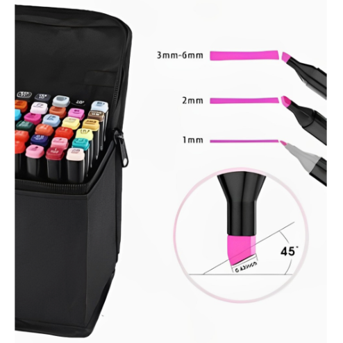 Kit Caneta Colorida Ponta Dupla com Estojo – 80 Cores para Criar Sem Limites