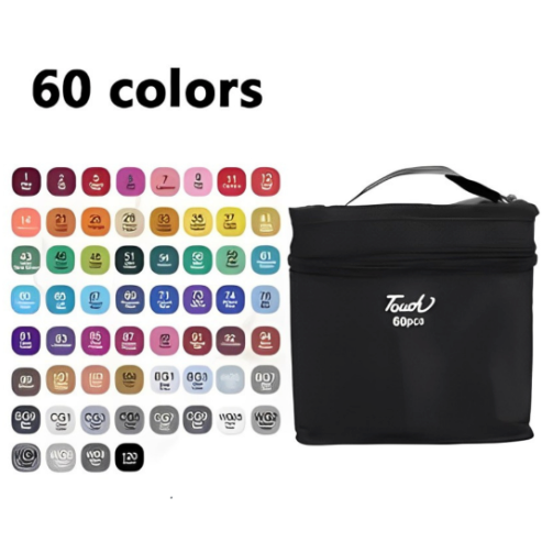 Kit Caneta Colorida Ponta Dupla com Estojo – 60 Cores para Criar Sem Limites