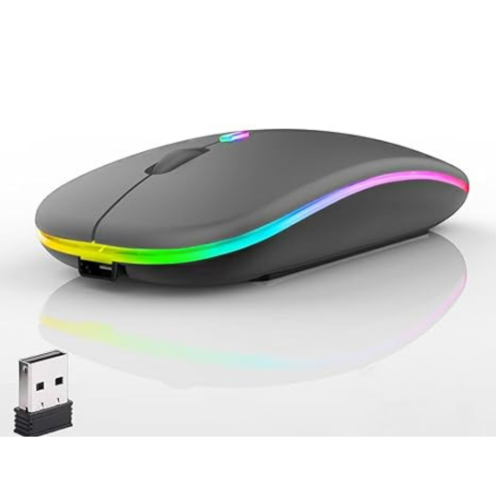 Mouse Sem Fio com Luz LED Preto – Mobilidade, Praticidade e Estilo em um Só Clique