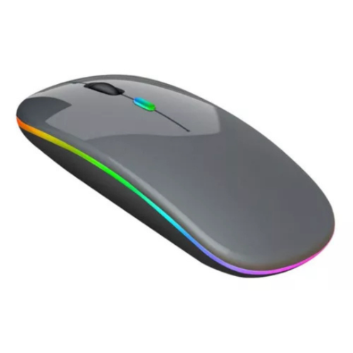 Mouse Sem Fio com Luz LED Cinza – Mobilidade, Praticidade e Estilo em um Só Clique