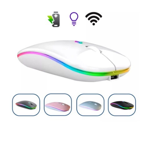 Mouse Sem Fio Bluetooth Recarregável com LED Branco – Liberdade, Estilo e Precisão