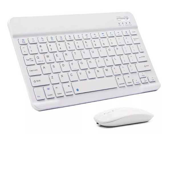 Kit Teclado + Mouse Sem Fio Bluetooth AN-030 Branco – Estilo, Conectividade e Liberdade para Seu Dia a Dia