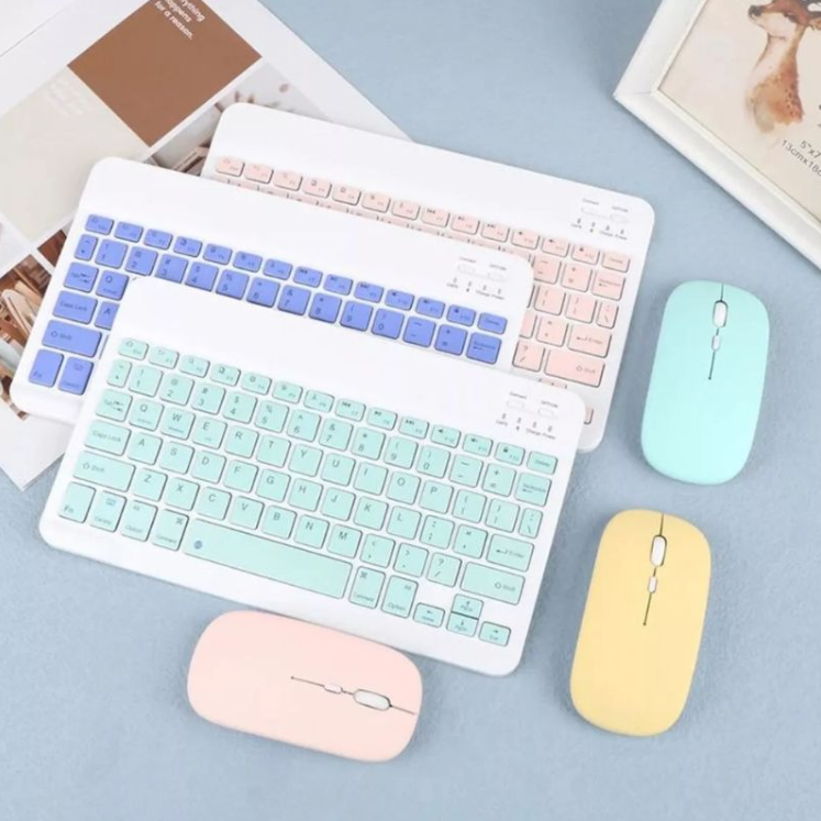 Kit Teclado + Mouse Sem Fio Bluetooth AN-030 Verde – Estilo, Conectividade e Liberdade para Seu Dia a Dia