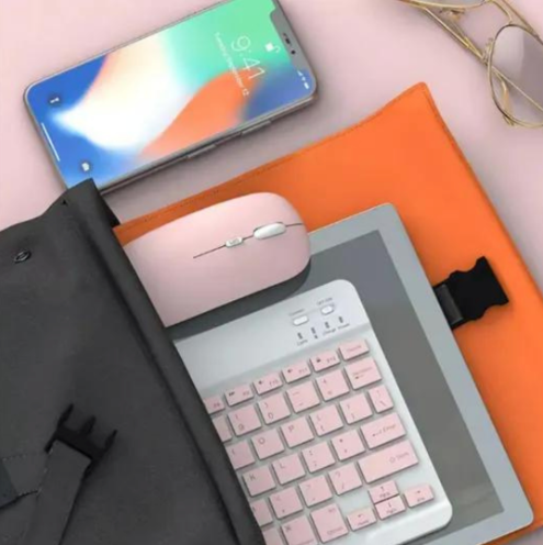 Kit Teclado + Mouse Sem Fio Bluetooth AN-030 Rosa – Estilo, Conectividade e Liberdade para Seu Dia a Dia