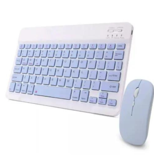 Kit Teclado + Mouse Sem Fio Bluetooth AN-030 Azul – Estilo, Conectividade e Liberdade para Seu Dia a Dia