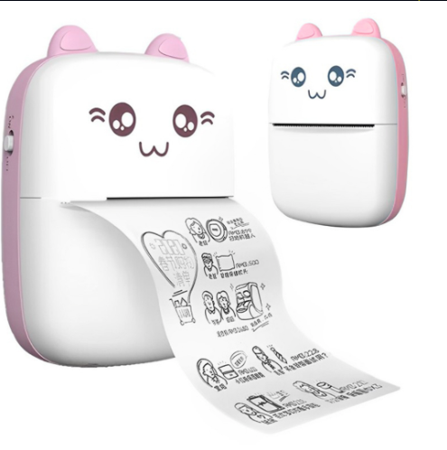 Mini Impressora Térmica Portátil Gatinho Rosa – Impressões Rápidas, Fofas e Sem Tinta