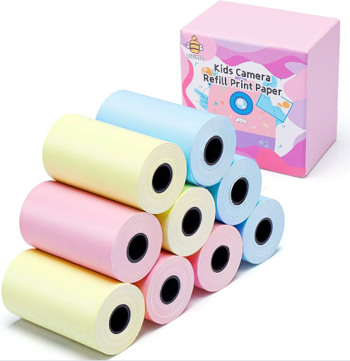 Papel de Impressora Infantil para Mini Impressora Térmica Colorido – Kit com 5 Rolos