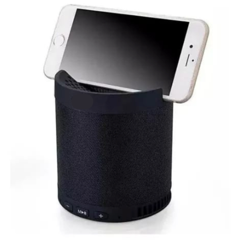 Caixa de Som Q3 Bluetooth com LED e Suporte para Celular – Preta