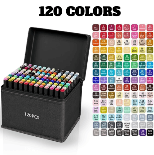 Kit Caneta Colorida Ponta Dupla com Estojo – 120 Cores para Criar Sem Limites