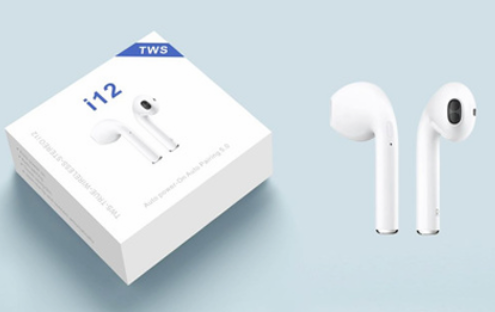 Fone de Ouvido Bluetooth I-12 Branco – Liberdade Sem Fios com Estilo e Conforto