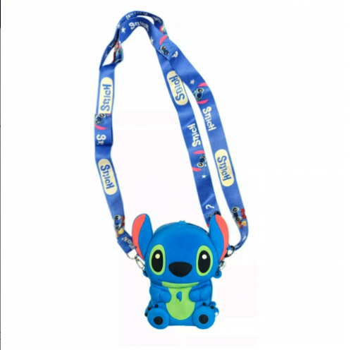 Bolsa Infantil Transversal em Silicone – Corpo Inteiro Azul com Alça Removível