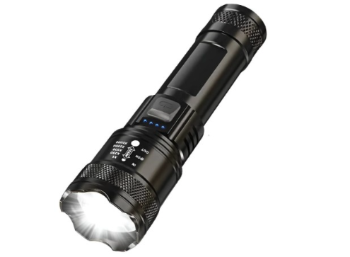 Lanterna LED Tática LAN-7059 com Zoom Telescópico e Carregamento USB – Potência Máxima em Suas Mãos