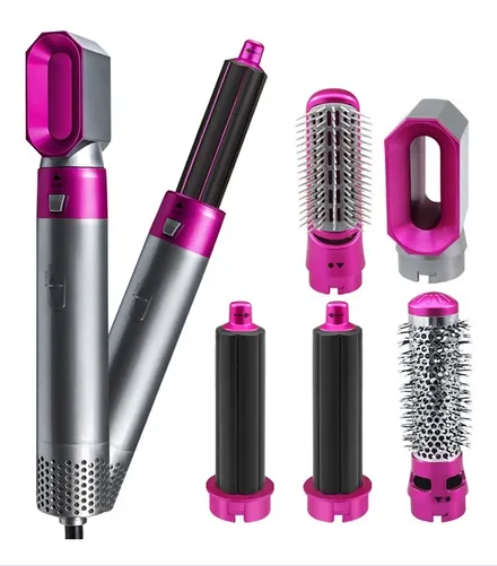 Escova Secadora de Cabelo 5 em 1 Multifuncional Pink – Cabelos Perfeitos em Minutos