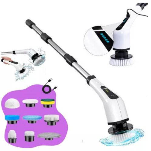 Escova de Limpeza Elétrica Rotativa 9 em 1 – Multiuso, Recarregável e com Cabo Extensível