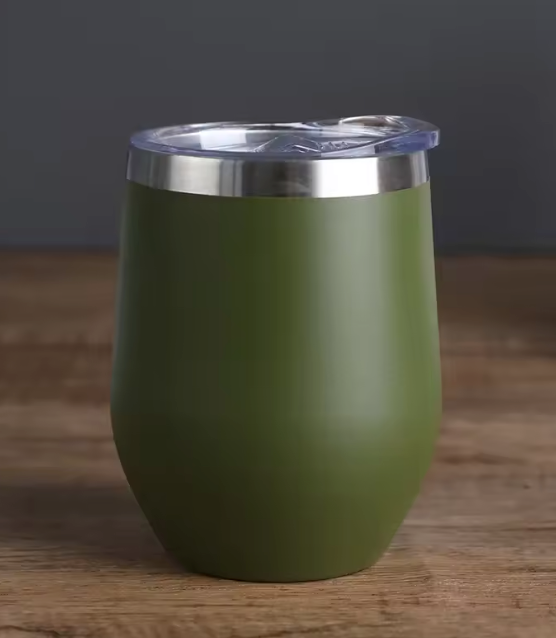 Copo Cuia Térmico Inox com Tampa Antivazamento 360ml - Verde Militar