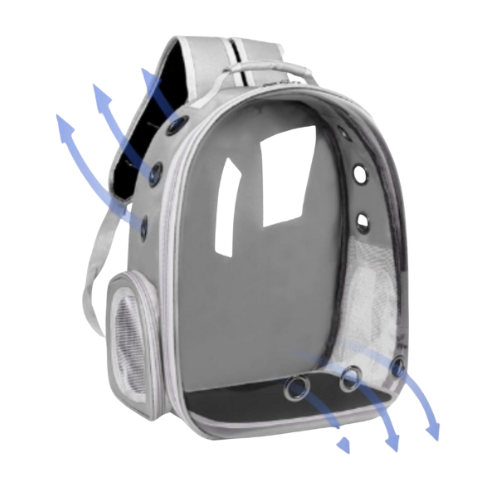 Mochila Pet Transporte para Cães e Gatos Cinza – Visão Ampla, Conforto e Segurança em Cada Passeio