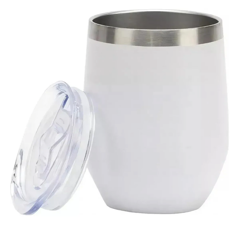 Copo Cuia Térmico Inox com Tampa Antivazamento 360ml – Branco