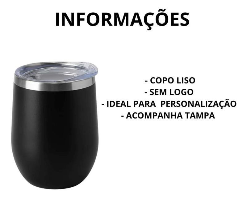 Copo Cuia Térmico Inox com Tampa Antivazamento 360ml – Preto