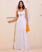 Vestido Bojo Longo Feminino - Branco Poá