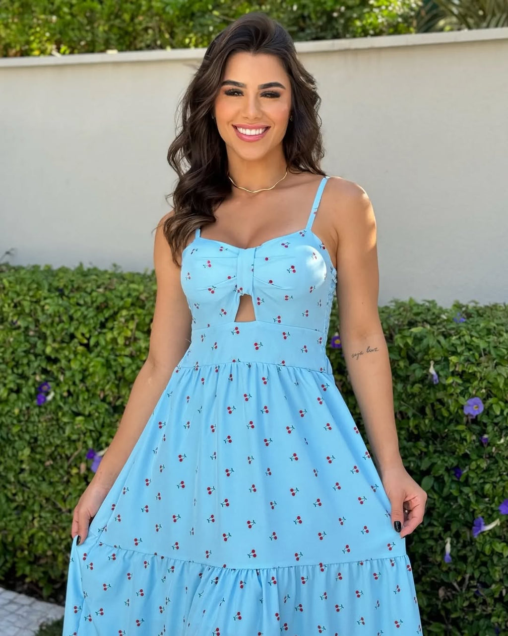 Vestido Bojo Midi Feminino - Azul Claro