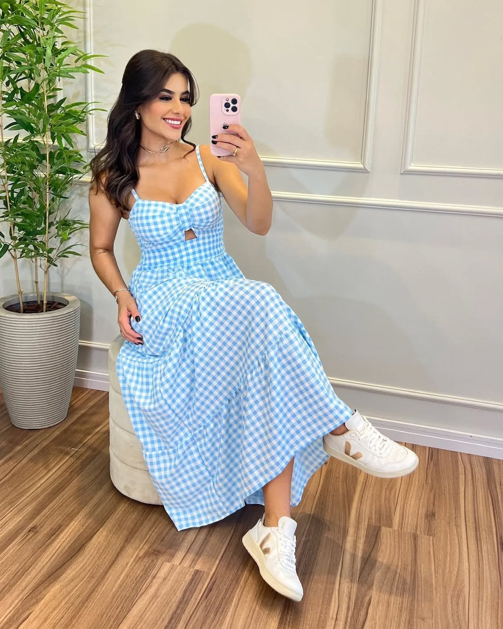 Vestido Bojo Midi Feminino - Azul Claro