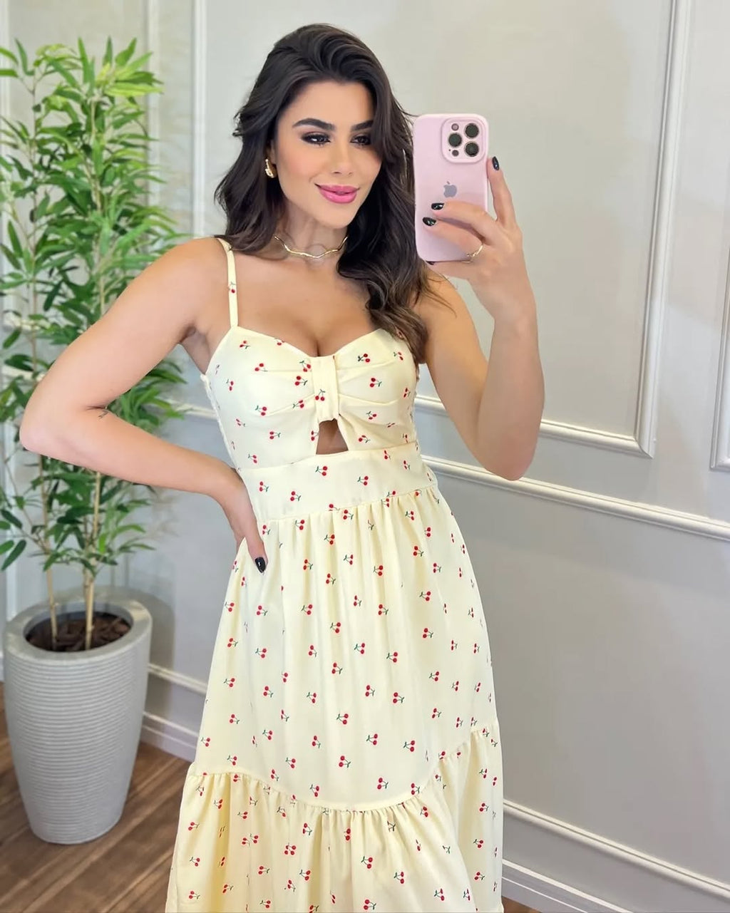 Vestido Bojo Midi Feminino - Amarelo