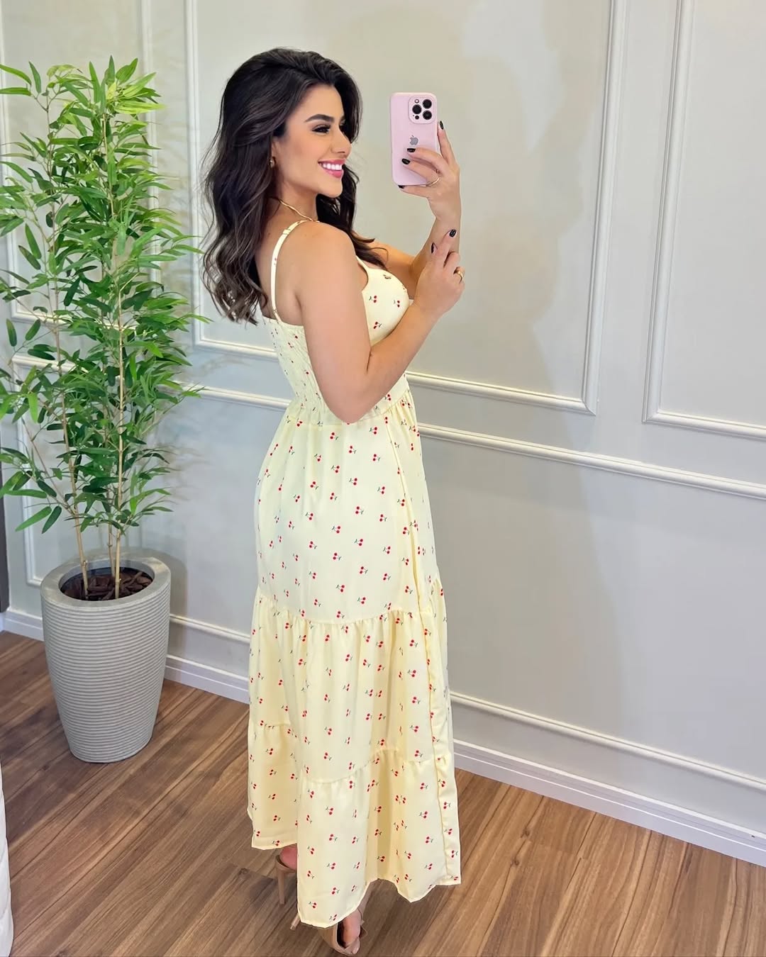 Vestido Bojo Midi Feminino - Amarelo