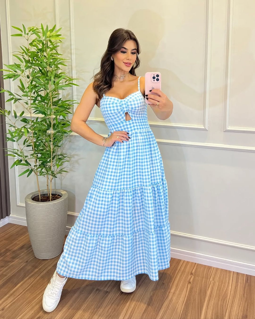 Vestido Bojo Midi Feminino - Azul Claro