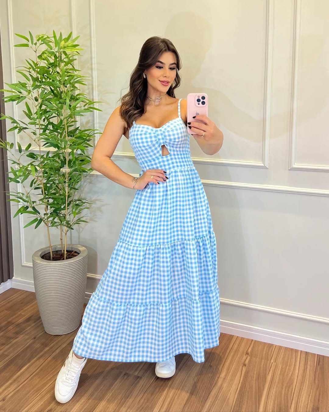 Vestido Bojo Midi Feminino - Azul Claro