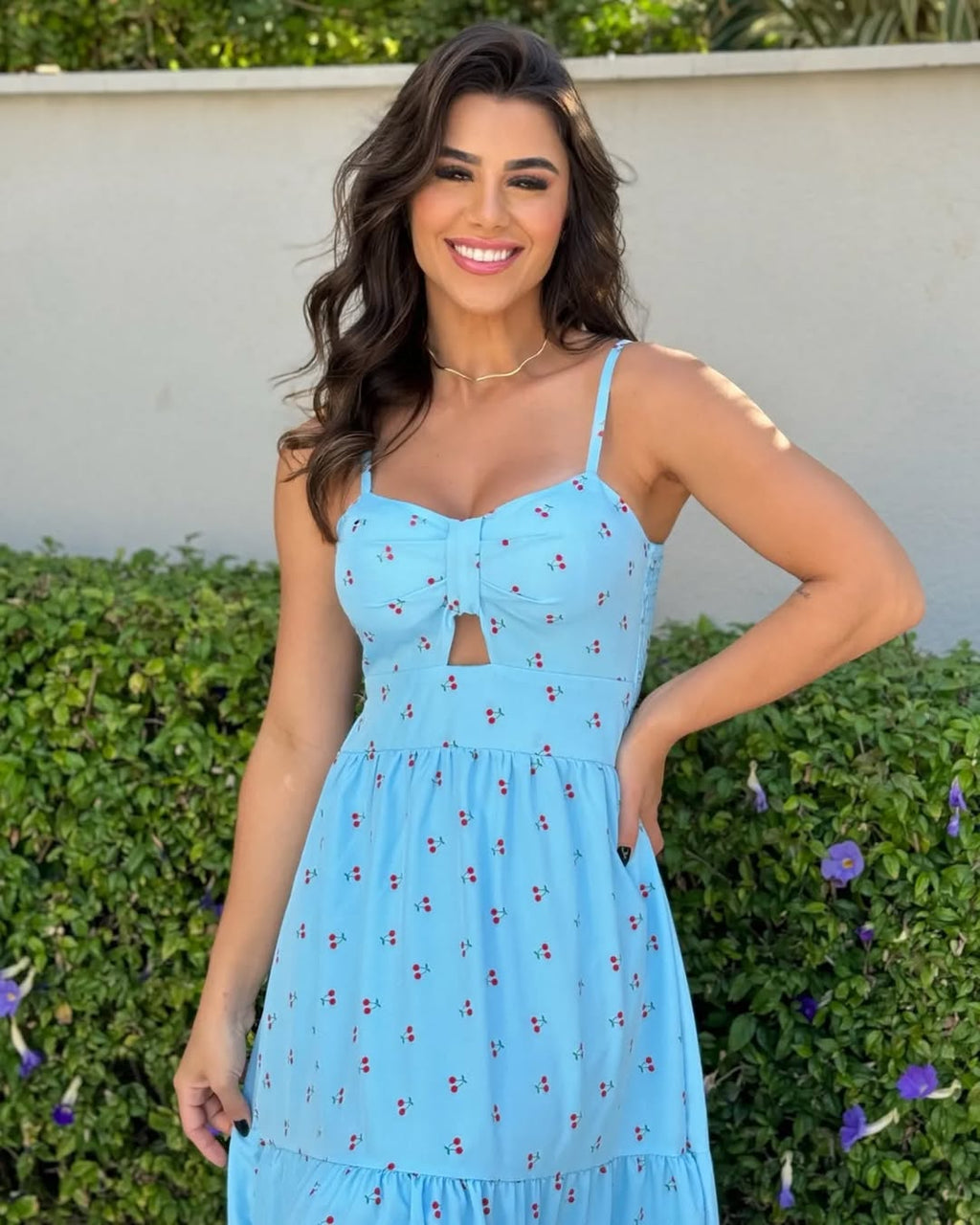 Vestido Bojo Midi Feminino - Azul Claro