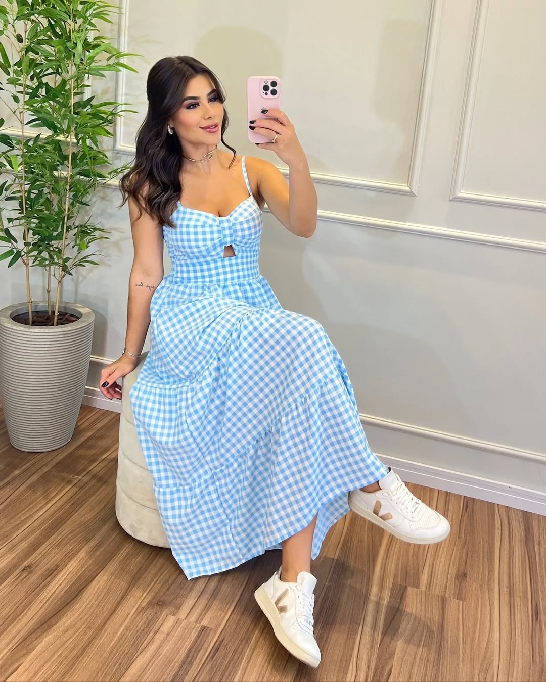 Vestido Bojo Midi Feminino - Azul Claro