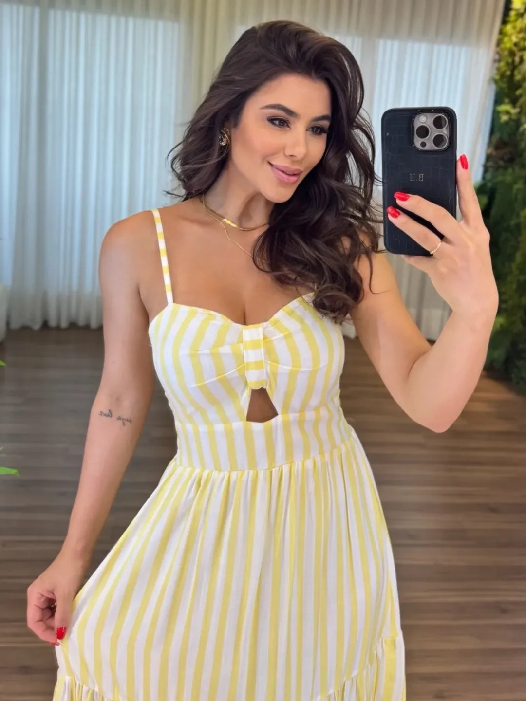 Vestido Bojo Midi Feminino - Amarelo